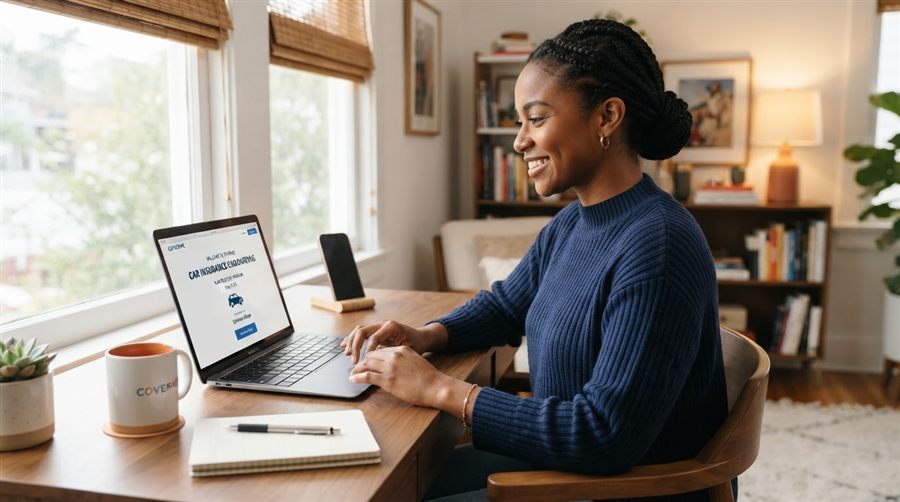A woman completing digital onboarding on a laptop